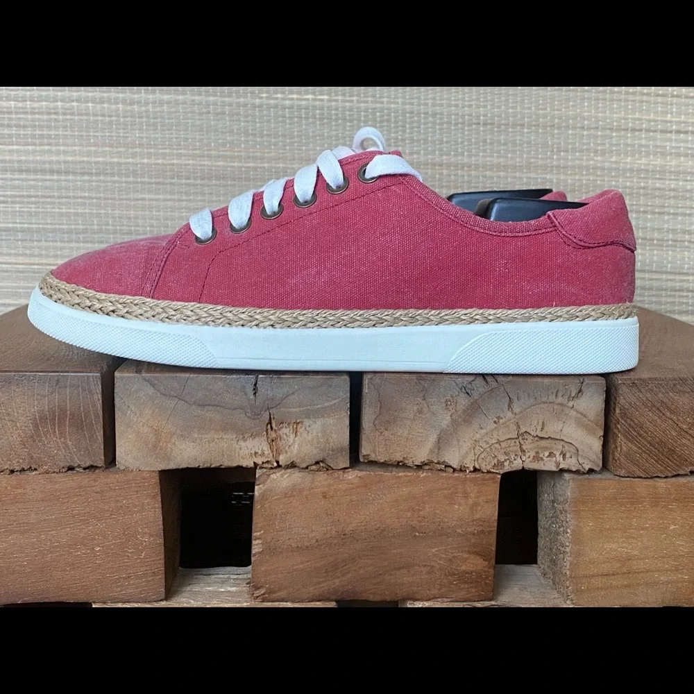 Vionic Women's Red Sunny Hattie Jute Canvas Lace Up Sneaker Size 7